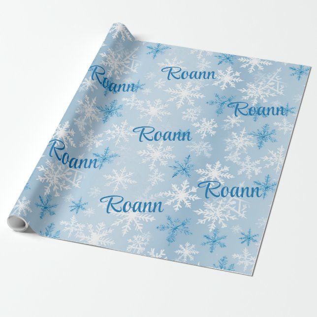 Papel De Regalo Patrón personalizado de copo de nieve en invierno  (Desenrollado)