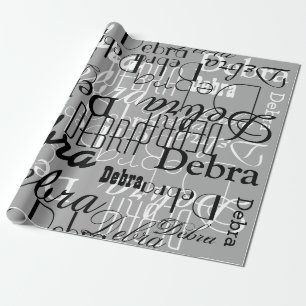 Papel De Regalo patrón personalizado negro / blanco / gris de nomb