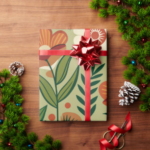 Papel De Regalo Patrón Personalizado retro de campo floral