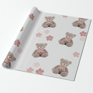 Papel De Regalo Patrón Personalizado rosa del oso