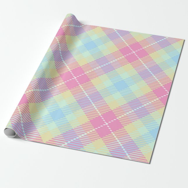 PAPEL DE REGALO PATRÓN PINK & YELLOW PLAID PASTEL (Desenrollado)