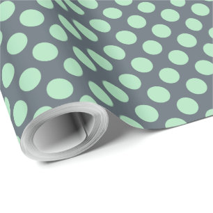 Papel De Regalo Patrón Polkadot azul-gris y menta