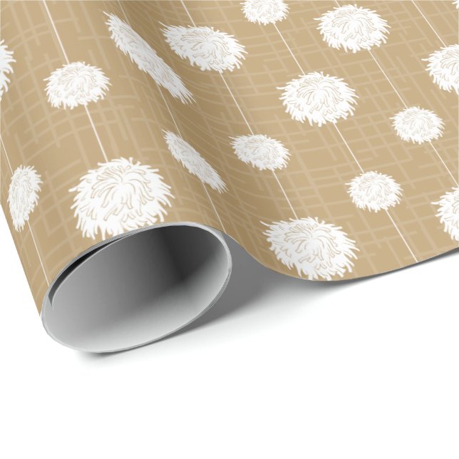 Papel De Regalo Patrón Pom Pom de animadores dorados (Esquina del rollo)