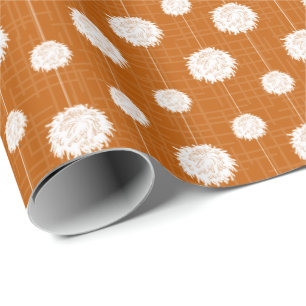 Papel De Regalo Patrón Pom Pom Naranja animador quemado