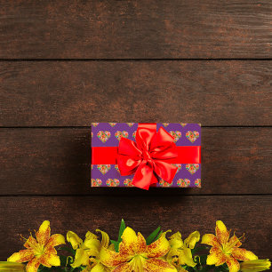 Papel De Regalo Patrón púrpura cardíaco de color moderno