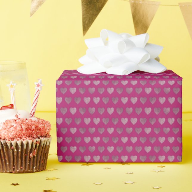 Papel De Regalo Patrón Purpurina de corazón (Fiesta de cumpleaños )