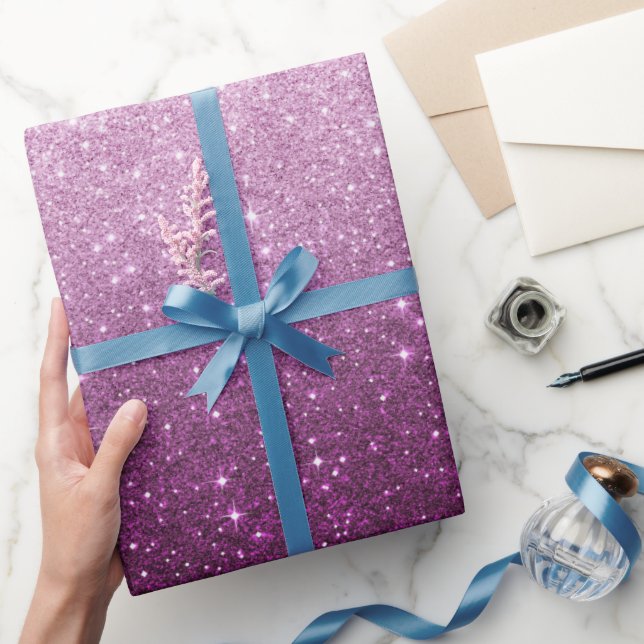 Papel De Regalo Patrón Purpurina rosa (Regalar)