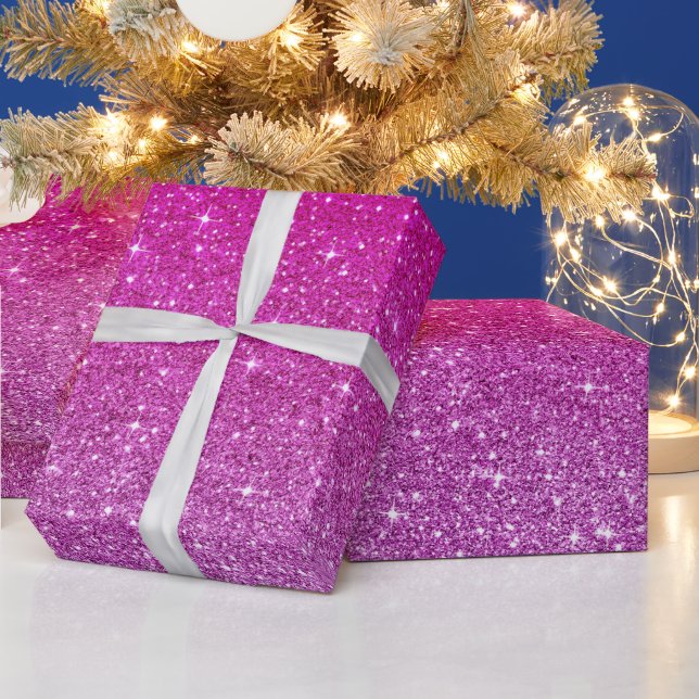 Papel De Regalo Patrón Purpurina rosa (Vacaciones)