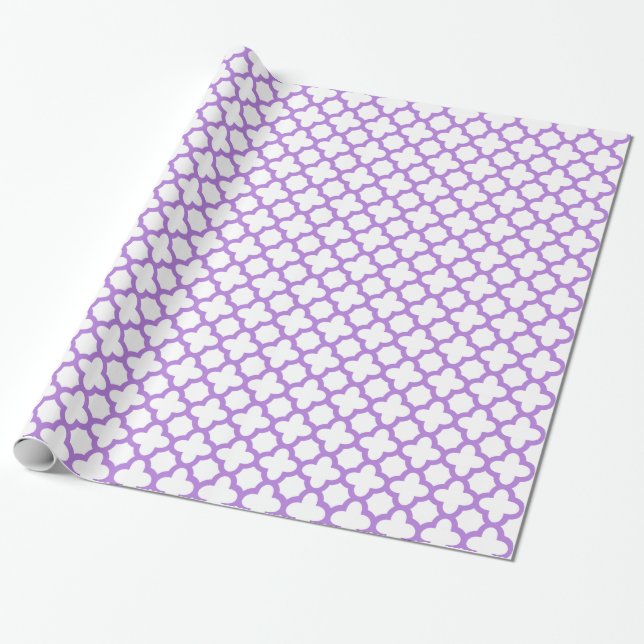 Papel De Regalo Patrón Quatrefoil de Lavender (Desenrollado)