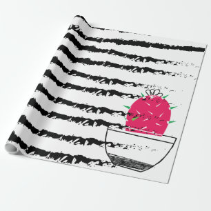 Papel De Regalo Patrón rayado de Cactus rosado