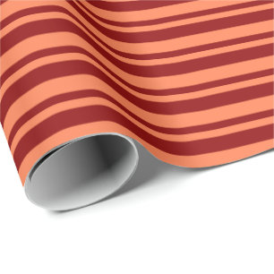 Papel De Regalo Patrón rayado de color rojo oscuro y coral