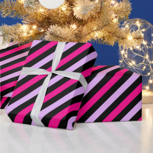 Papel De Regalo Patrón rayado de gris azul negro suave