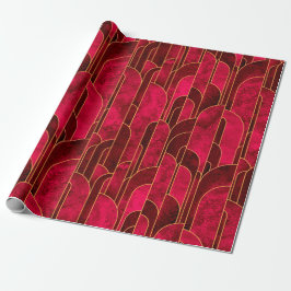 Papel De Regalo Patrón real rojo y oro Art Deco
