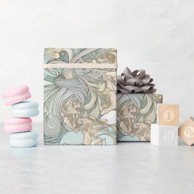 Papel De Regalo Patrón repetido de cascos marinos de estilo Art No (Baby Shower)