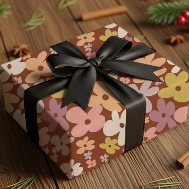 Papel De Regalo Patrón Retro Boho de Poder Floral (Subido por el creador)