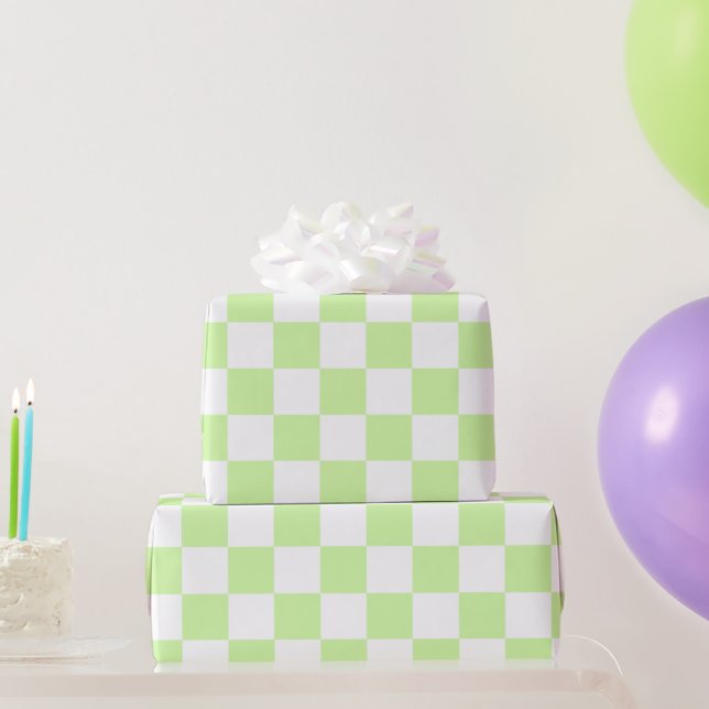 Papel De Regalo Patrón retro cuadrado verde pastel (Regalos de fiesta)