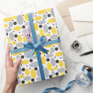 Papel De Regalo patrón retro de frijol gris amarillo para decoraci