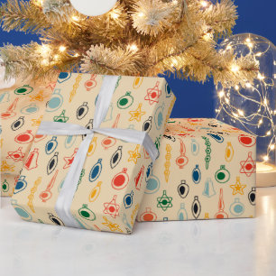 Papel De Regalo Patrón retro de mediados del siglo con juguetes de