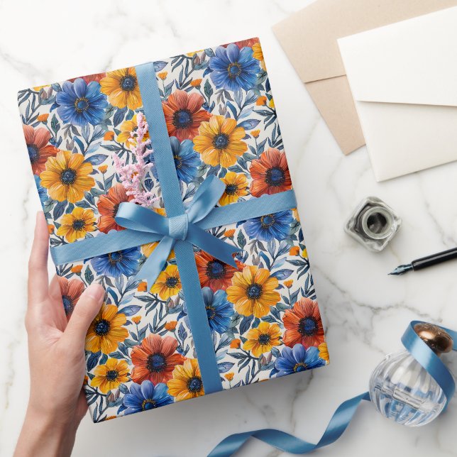Papel De Regalo Patrón retro de moda rústica floral (Regalar)