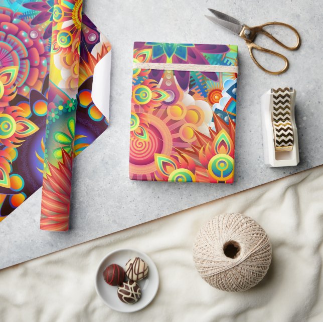 Papel De Regalo Patrón retro falso Resumen bohemio (Artesanía)