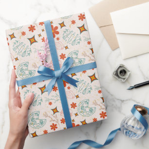 Papel De Regalo Patrón retro floral de comida rápida