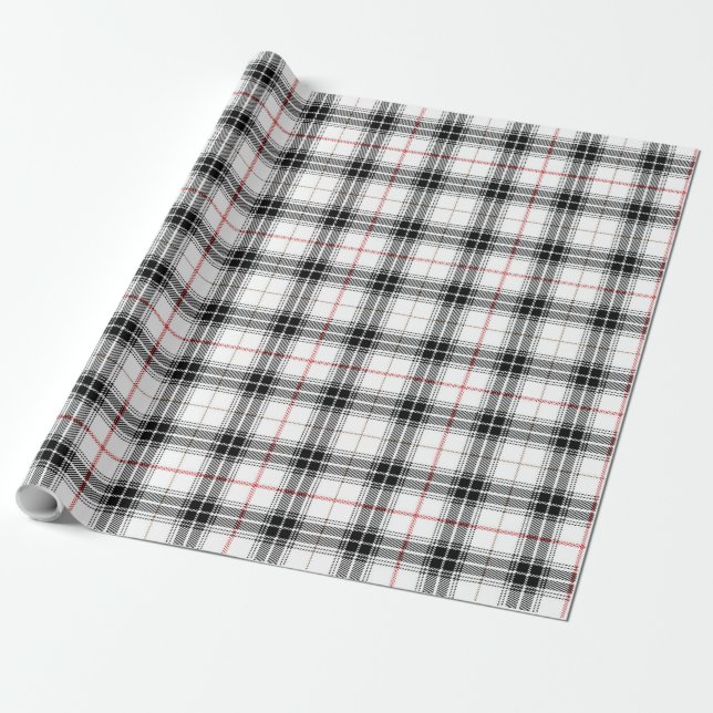 Papel De Regalo Patrón rojo blanco escocés con tacán (Desenrollado)