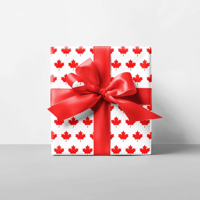 Papel De Regalo Patrón rojo de hojas de arce (Red Maple Leaf Pattern Wrapping Paper)