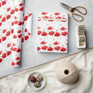 Papel De Regalo Patrón rojo de la amapola