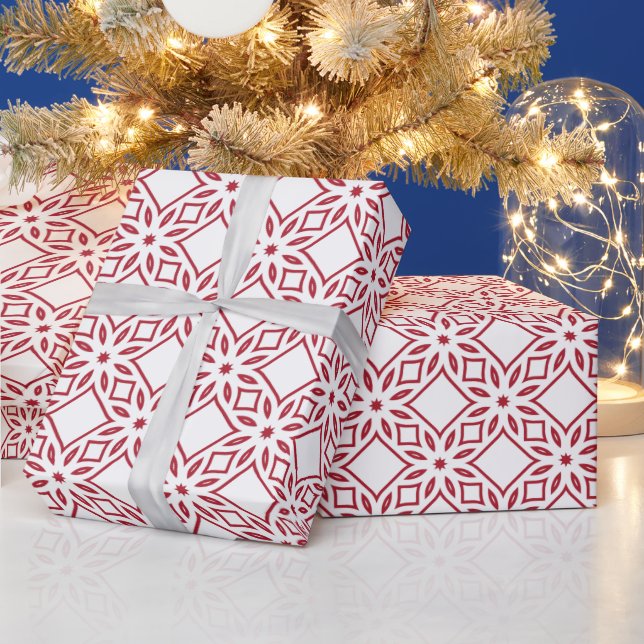 Papel De Regalo Patrón rojo y blanco de los navidades (Vacaciones)