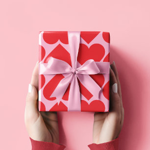 Papel De Regalo Patrón Romántico Fancy Red & Pink Hearts