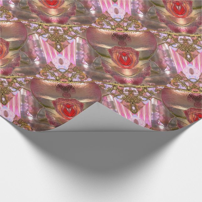 Papel De Regalo Patrón rosa de Bonito romántico de la paciente (Esquina)