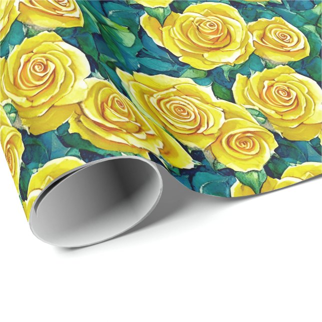 Papel De Regalo Patrón Rosa de color amarillo (Esquina del rollo)
