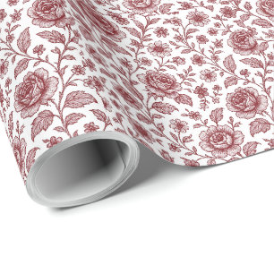 Papel De Regalo Patrón Rosa de color rojo oscuro