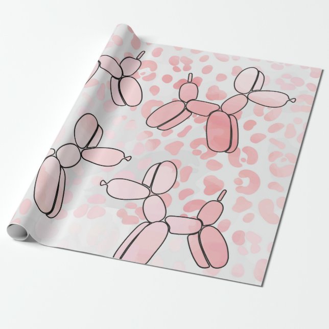 Papel De Regalo Patrón rosa de Leopardo de los globos (Desenrollado)