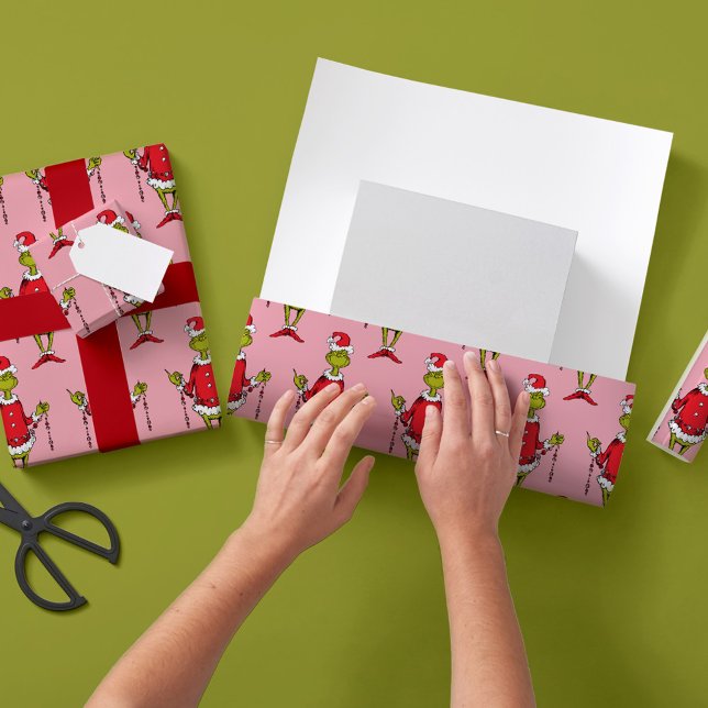 Papel De Regalo Patrón rosa de Navidades de Grinch de época (Subido por el creador)