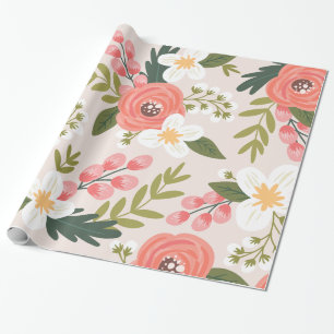 Papel De Regalo Patrón rosa de Rubor de flores frontales