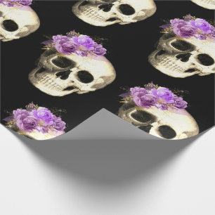 Papel De Regalo Patrón Rosa púrpura de cráneo gótico Halloween