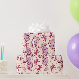 Papel De Regalo Patrón rosado de baile de animales curados