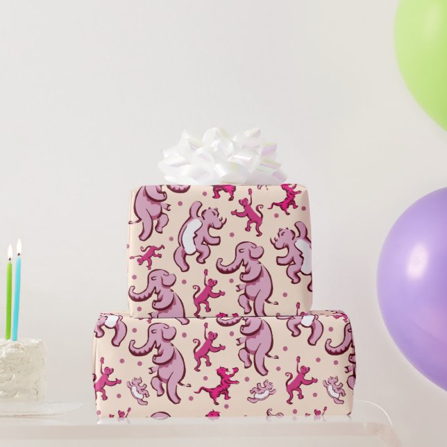 Papel De Regalo Patrón rosado de baile de animales curados (Regalos de fiesta)