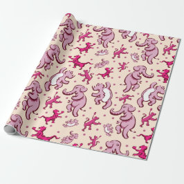 Papel De Regalo Patrón rosado de baile de animales curados