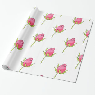 Papel De Regalo Patrón Rosebud de color de agua rosa