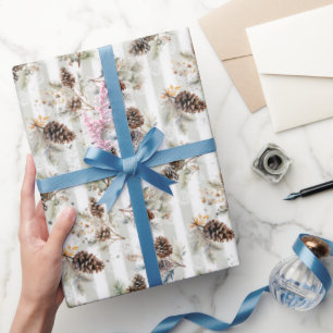 Papel De Regalo Patrón rústico boho de Navidad de pino granja