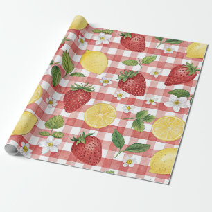 Papel De Regalo Patrón rústico de fresa y cítricos terrosos (6)