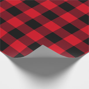 Papel De Regalo Patrón Rústico Sencillo Rojo y Negro