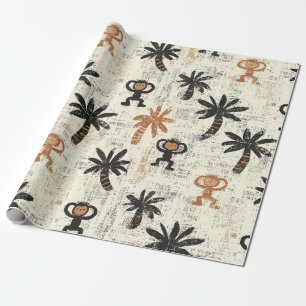 Papel De Regalo Patrón Safari de la Jungla del Mono Boho