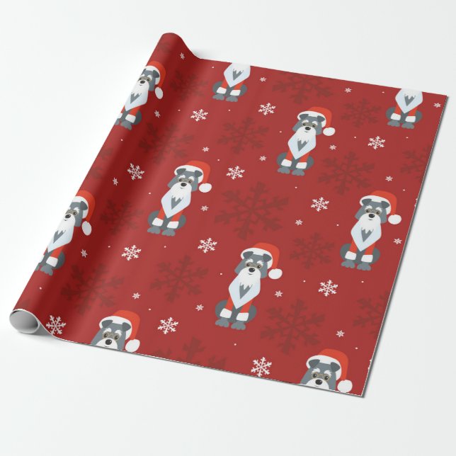 Papel De Regalo Patrón Schnauzer de navidades (Desenrollado)