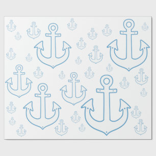 Papel De Regalo Patrón simple de anclas blancas nautical