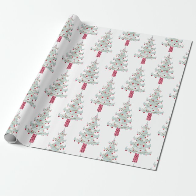 Papel De Regalo Patrón simple de árbol de Navidad  (Desenrollado)