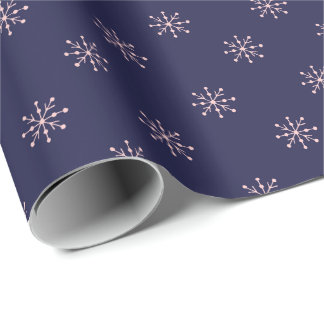 Papel De Regalo Patrón simple de copos de nieve rosados y morados