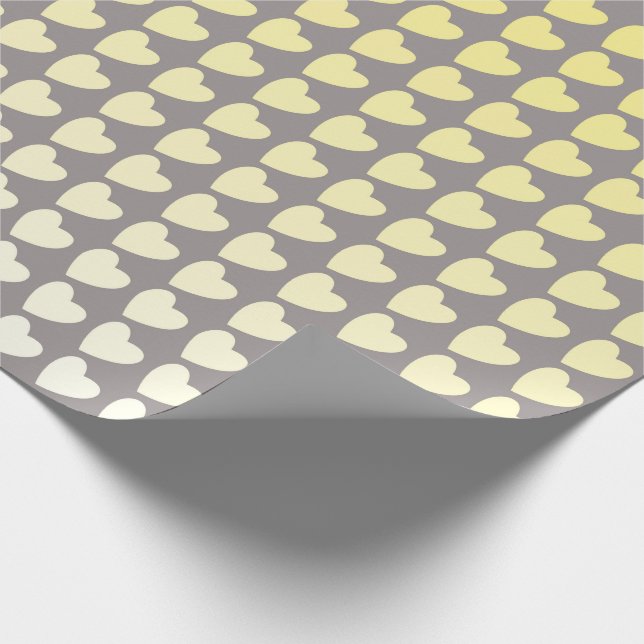 Papel De Regalo Patrón simple de corazón gris amarillo patrón feme (Esquina)